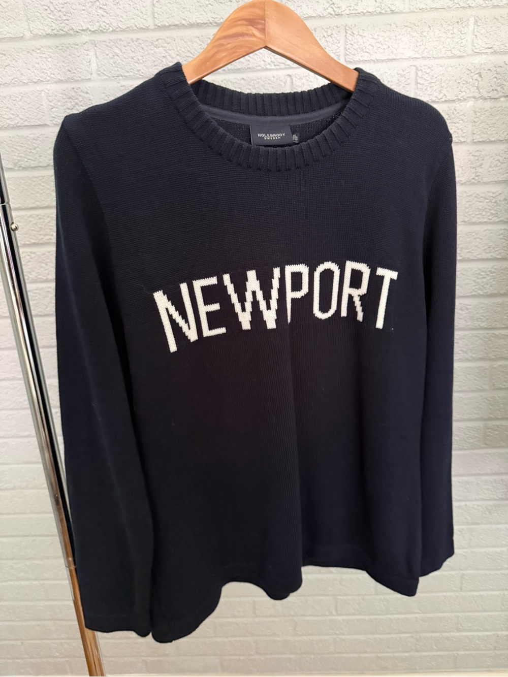 Holebrook NEWPORT Navy Knit Crew Sweater with White Lettering - Worn Once